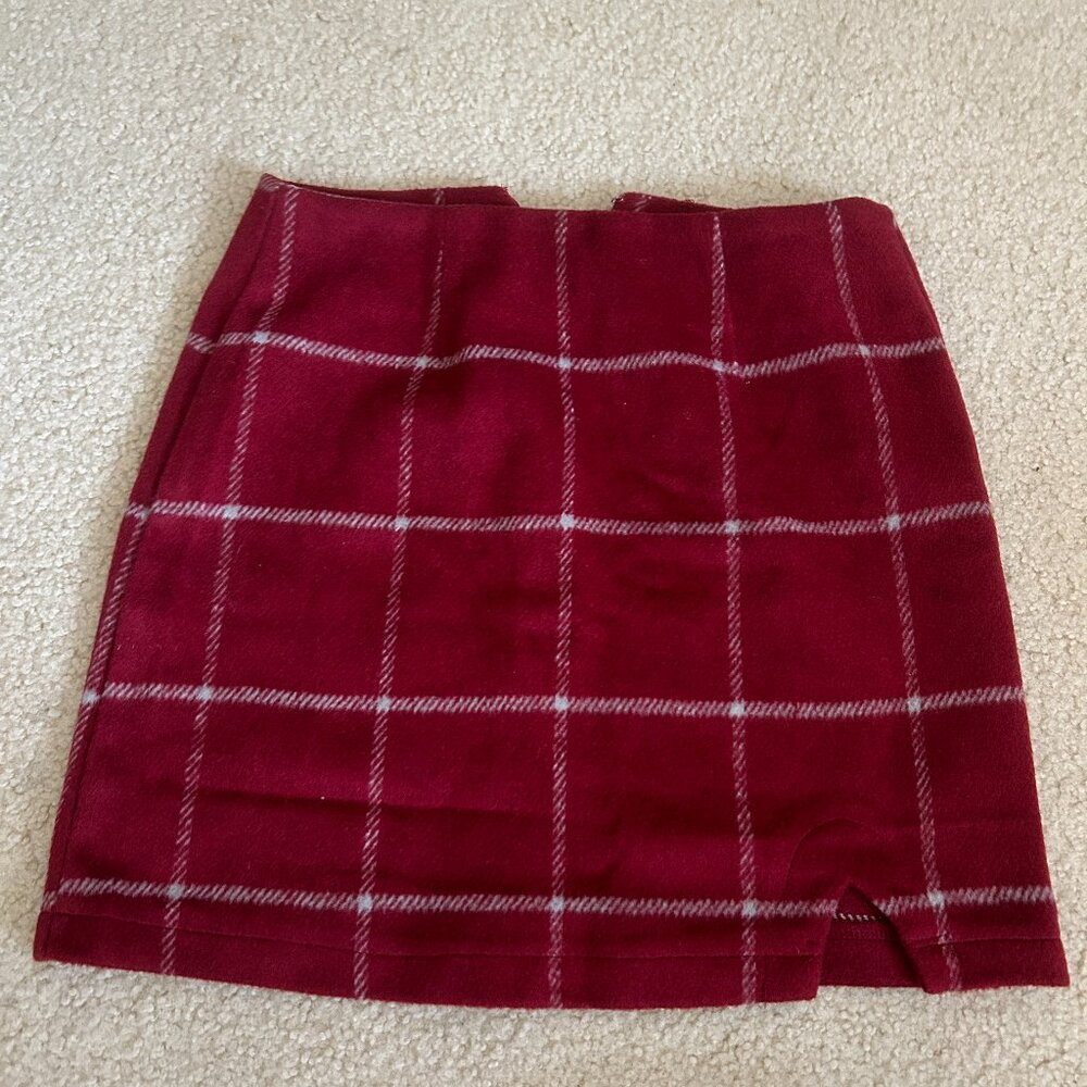 Lulus Plaid Mini Skirt with Small Slit